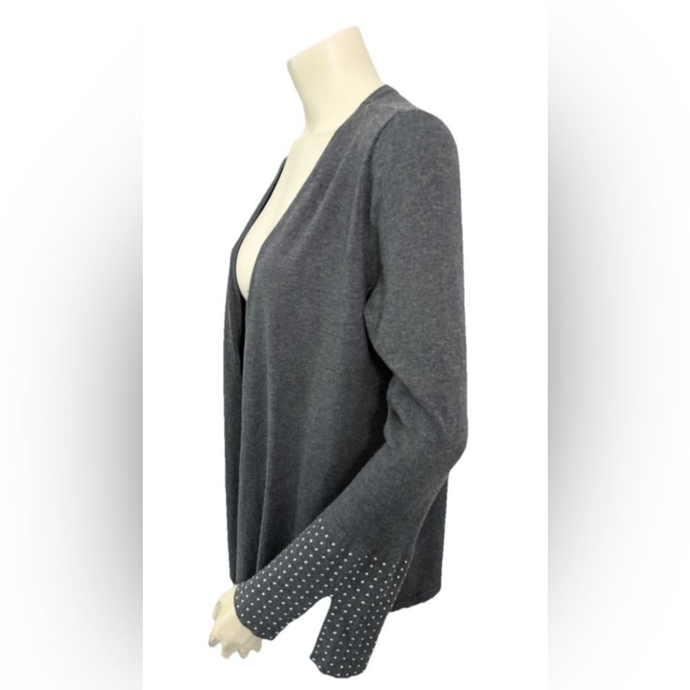 Jennifer Lopez Womens Gray Studded Bell Sleeve Open Front Cardigan Sweater M NWT